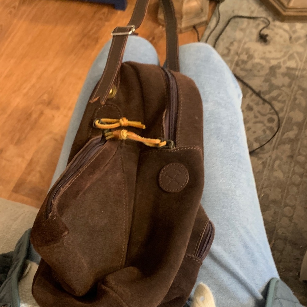 Men's Dark Brown Suede Sling Bag - Casual Crossbody
